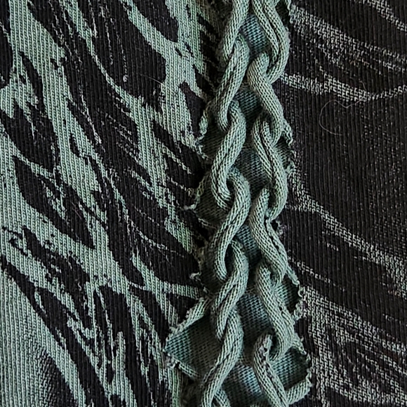 Affliction Briessa baby tee green braided cut out beaded size large - Picture 7 of 11